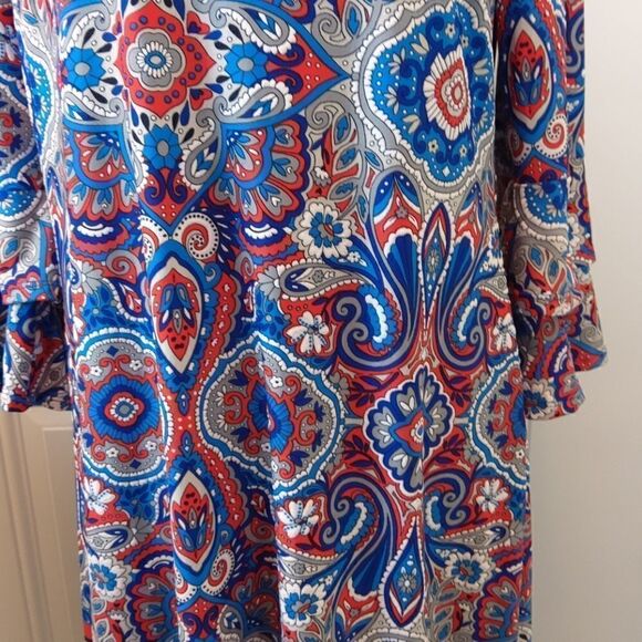 Tacera 3/4 sleeve Paisley textured print dress - Picture 4 of 11